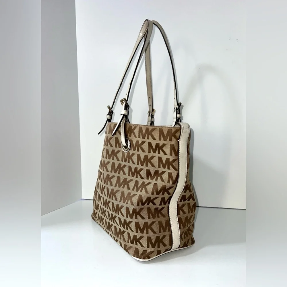Michael‎ Kors Signature Jet Set Canvas Tote Shoulder Bag  Brown